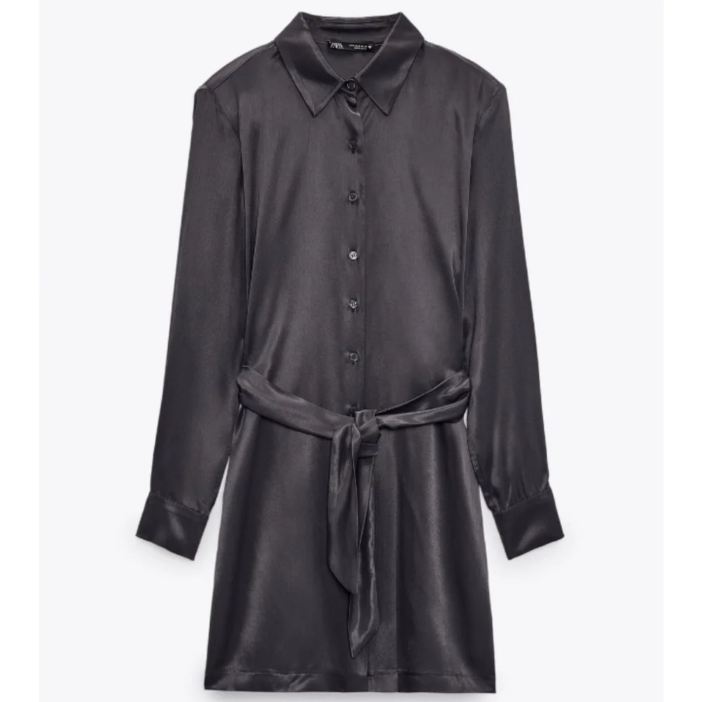 Zara | Dresses | Nwt Zara Satin Silky Mini Belted Shirt Dress